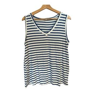 Green Envelope Blue and White Striped Tank Top